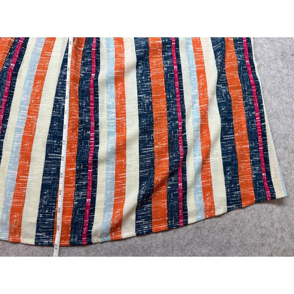 SHEWIN Flutter Sleeve Blouse Navy & Orange Stripe Ruffle Neck Women's 2XL - Picture 7 of 11
